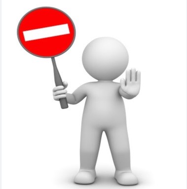 علامت هشدار ممنوعیت توسط شخصیت کارتونی سه‌بعدی